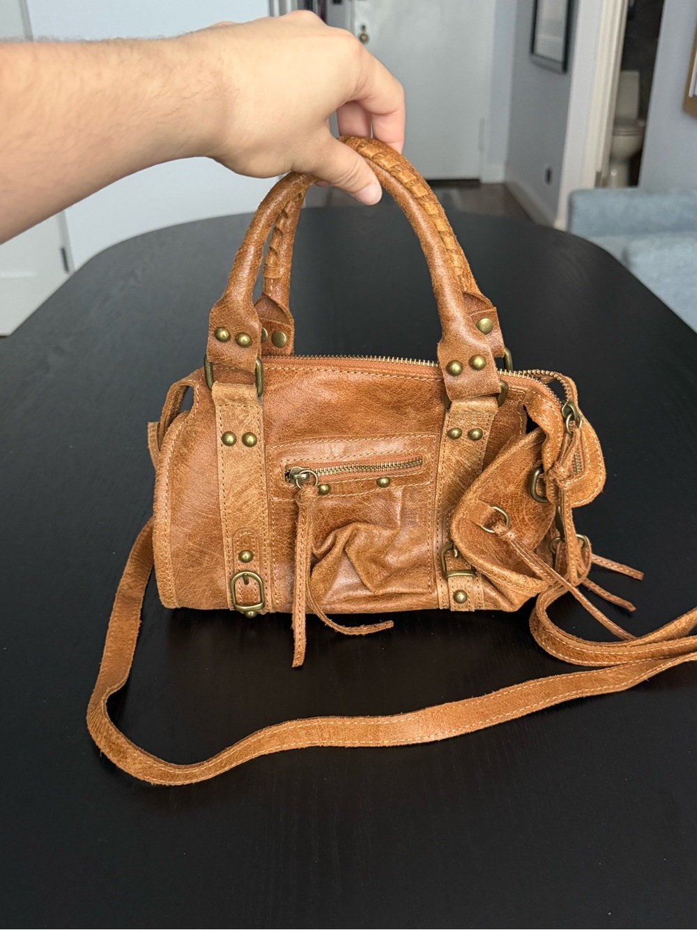 Gave Lux Tan Leather Mini Bag